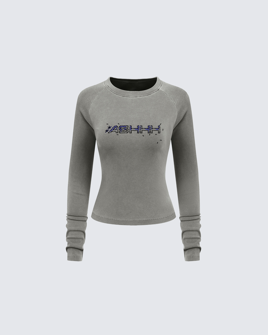 Grey Long Sleeve Slim T-Shirt